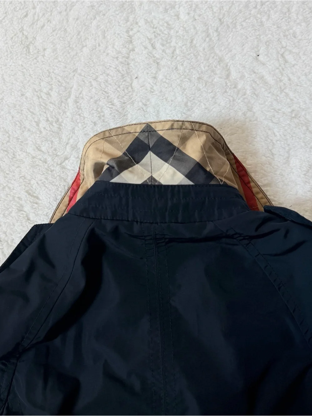 Burberry Girls 8Y Jacket Trench Coat Nova Check Children Authentic Navy